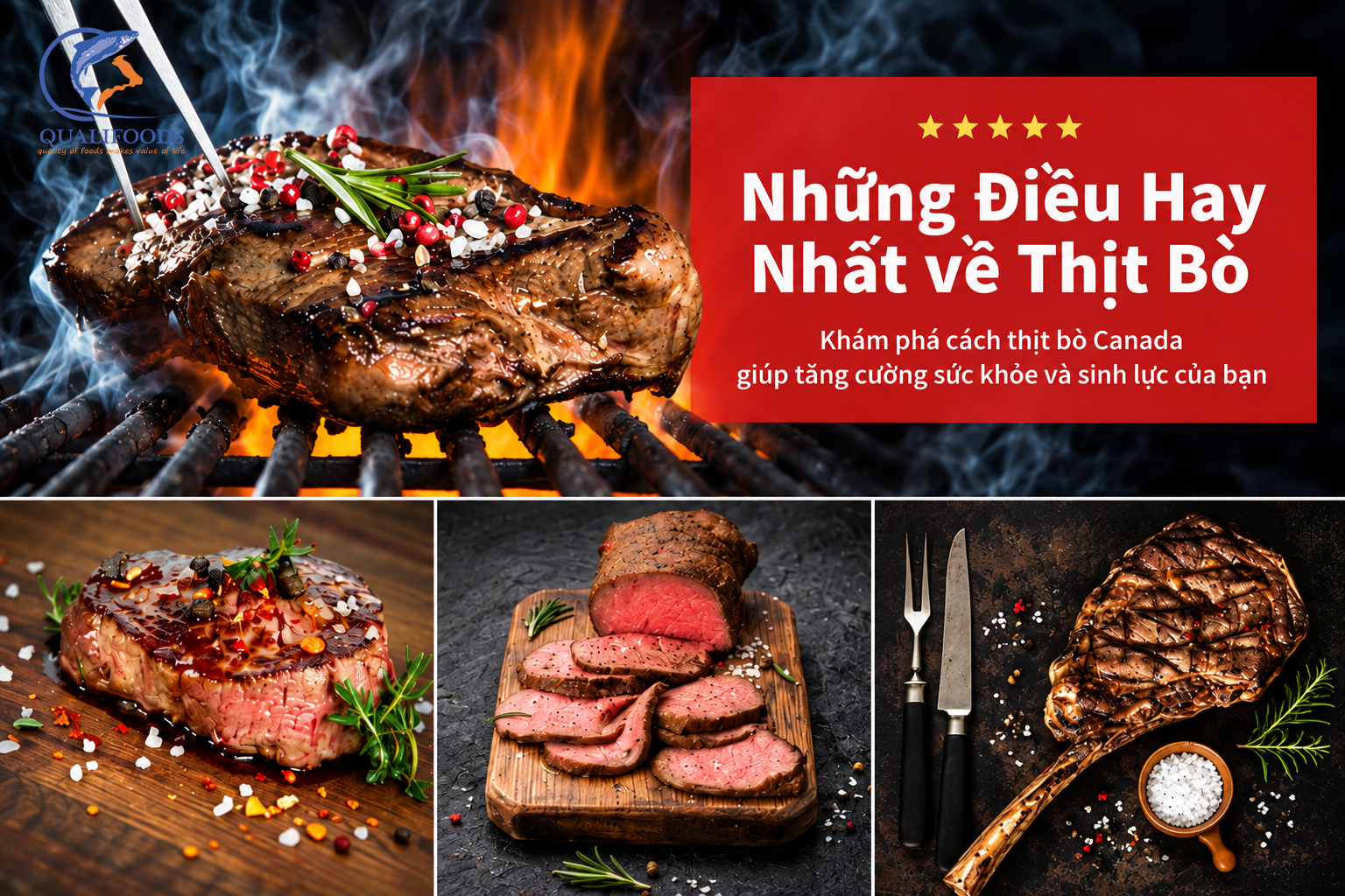Steak bò Canada áp chảo - Đậm đà hương vị, mềm mọng từng thớ thịt